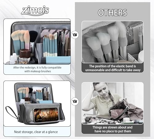 2025 New Makeup Bag,Multi-Purpose Large Capacity leather Standing Makeup Bag,Parallel Traveler Makeup Organizer Portable,Waterproof Cosmetic Toiletry Bags,Black4