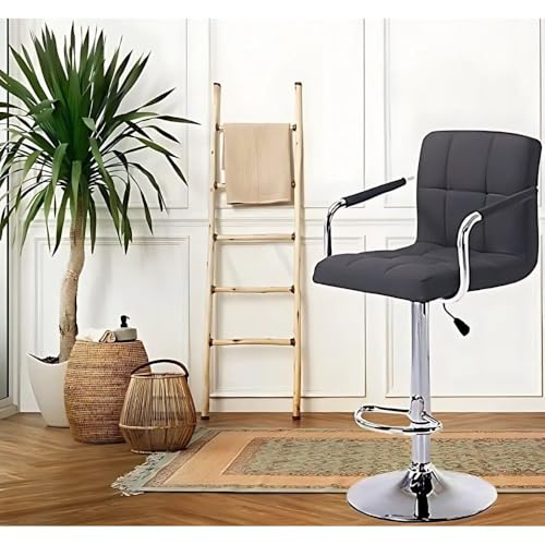 Image of Beeds Armagh Swivel High Counter Bar Stool with Armrest - Height Adjustable, Fabric Cushion, Chrome Base, Comfortable for Kitchen, Dining, Office, Pub