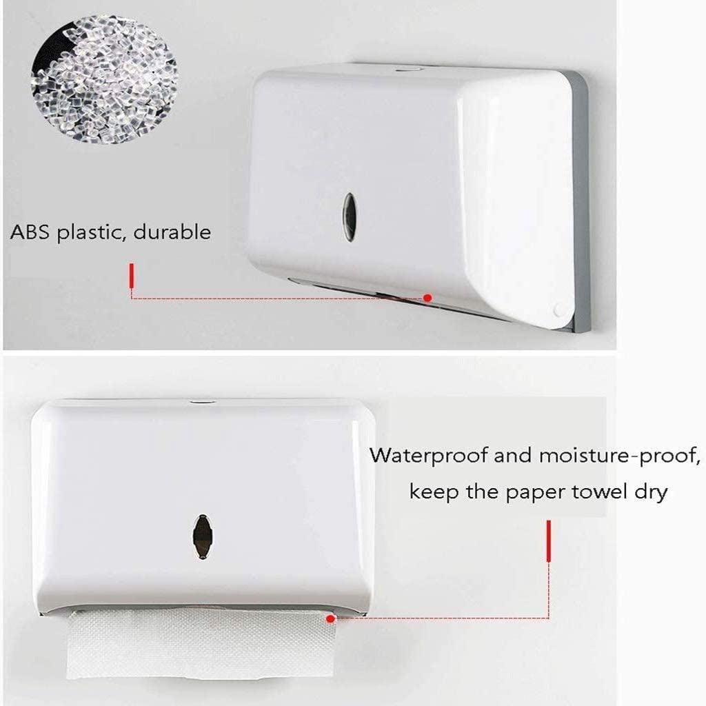 Toallas Despachador Dispensador de toallas de papel montado en la pared, dispensador de toallas de mano impermeable, soportes de toallas de papel de gran capacidad sin perforación para baño práctico