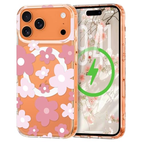 L-FADNUT for iPhone 17 Pro Max Case Flower Clear Magnetic Floral,Pink - image 1