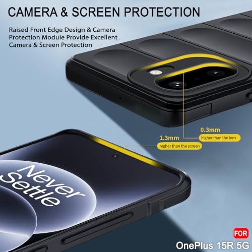 Image of TheGiftKart Liquid Silicon Back Cover Case for OnePlus 15R 5G | Shockproof Military Grade Protection | Micro-Fibre Cloth On Inner Side | Anti-Slip Grip Back Cover Case for OnePlus 15R 5G (TPU, Black)