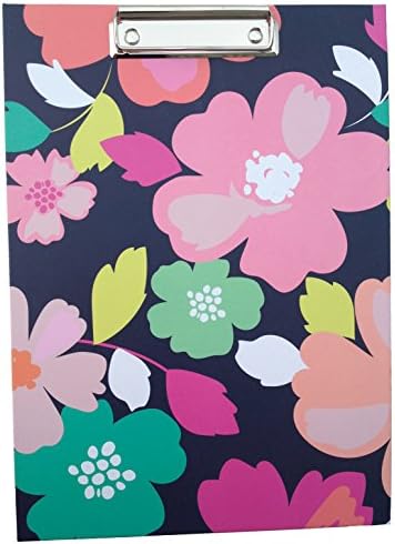 Clipboard Padfolio Floral Dance Navy with Colorful Flowers
