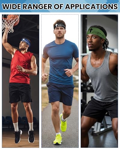 Image of Shihanee 6 Pcs Christian Headbands for Men Jesus Athletic Sweatbands Moisture Wicking Football Baseball Sports Hair Bands