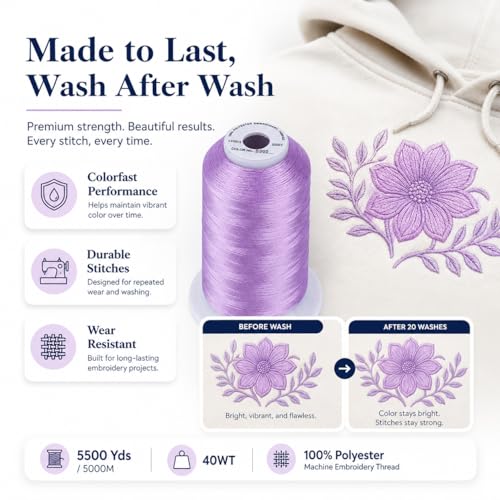 Image of Simthread 5000M 40WT Polyester Embroidery Thread, Orchid S095 | 5000M 40WT polyester thread feeds smoothly for machine embroidery, monograms, logos, patches and quilting.
