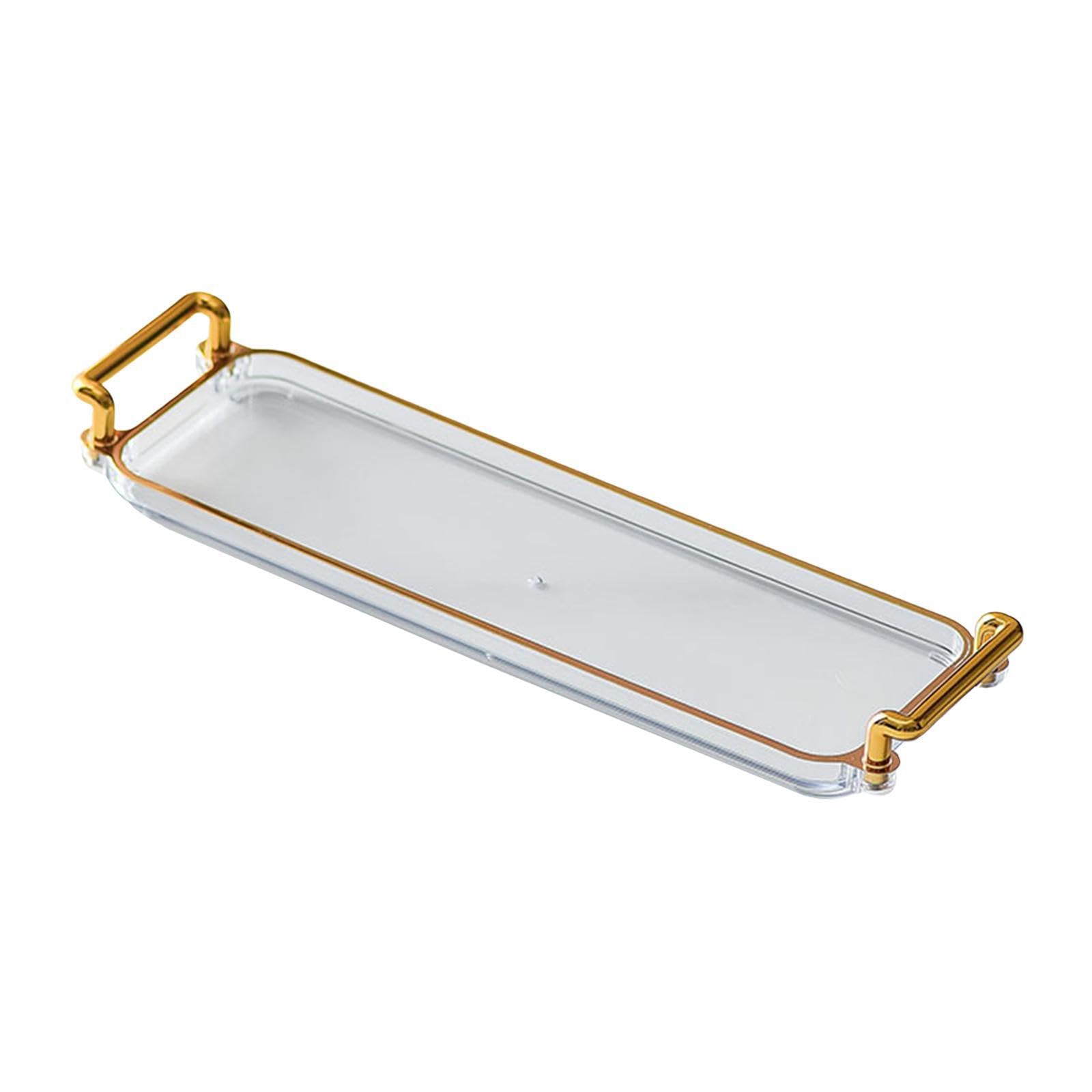 YIXANNX Trendy Serving Tray With Sturdy Handles Favorite Snacks Jewelry Organization Or As Bathroom Decor Multipurpose Dessert Tray As Bathroom Storage, Clear