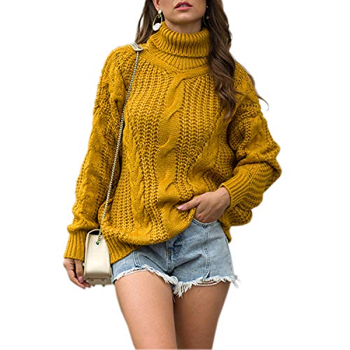 Jywmsc Suéter De Cuello Alto Mujer De Punto Invierno Moda Jerséis Pullover Acanalado Suéter