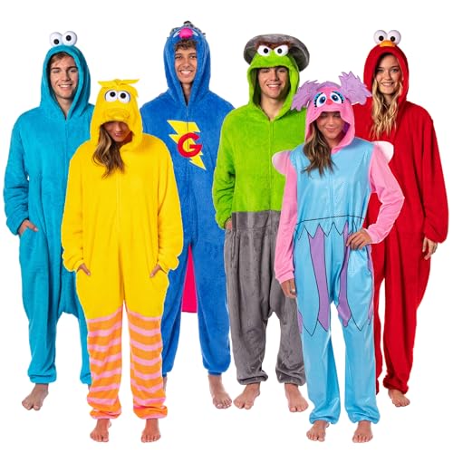 Pijama de forro polar de una pieza con capucha y diseño de Barrio Sésamo, Big Bird Yellow, XXL/3XL