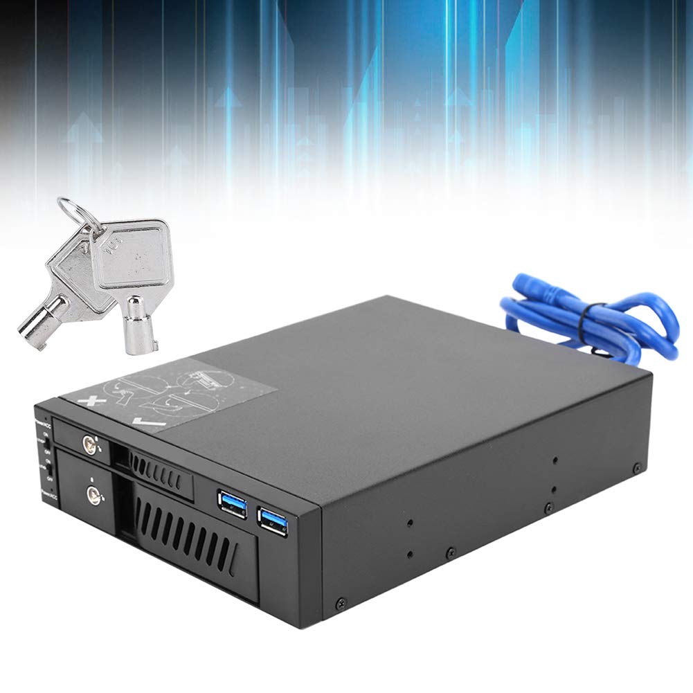 MR 6203 Rack mobile per disco rigido, box di estrazione per unità ottica a doppio disco per SSD HDD SATA 2.5/3.5, custodia USB 3.0 con funzione di blocco, compatibile con