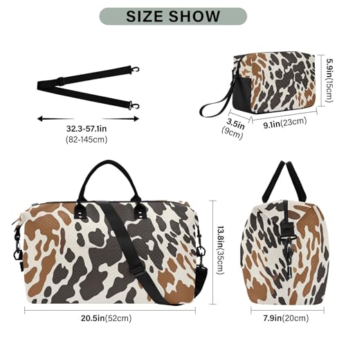 Kigai Cow Print Duffle Bag Versatile Travel Duffel for Men and Women, Carry On for Weekend or Overnight Stay3