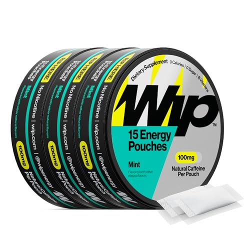 Image of Wip Energy Pouches | 100mg Natural Caffeine | Vitamins and Minerals | Mint | 15 Pouches Per Can | 3 Cans