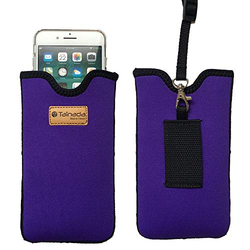 Tainada Men Women Neoprene Shockproof Phone Sleeve Pouch Carrying Case with Neck Lanyard, Belt Loop Holster for iPhone…