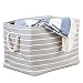 InterDesign Luca Fabric Storage, Bin with Handles for Blankets, Pillows, Clothing, Towels - Large, Gray/Cream