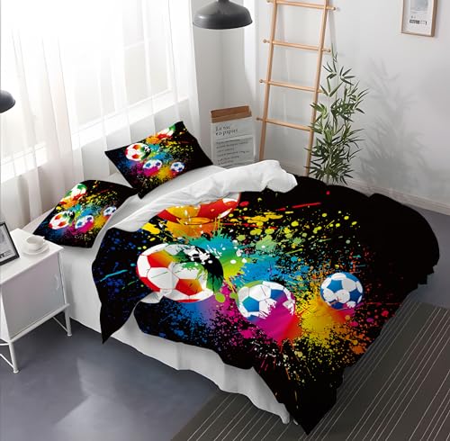 Housse de couette football sans boutons parure lit zippée enfant - 3