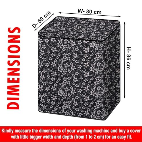 Image of The Furnishing Tree Semi-Automatic Top Load Washing Machine Cover | Waterproof & Dustproof | Easy to Clean | Durable & Washable, Dense Floral Vine Print Polyester (50x80x86 CM)
