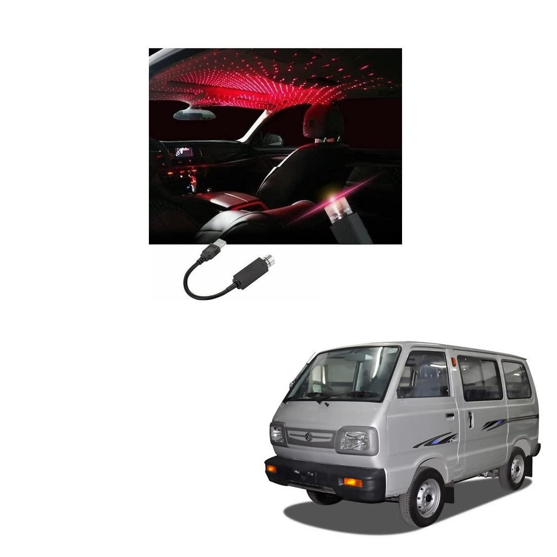 Stylish Car USB Ambient Star Projector Party Light Adjustable Flexible Interior Night Lamp Decor with Galaxy Atmosphere Universal accossories Suitable for Maruti Omni