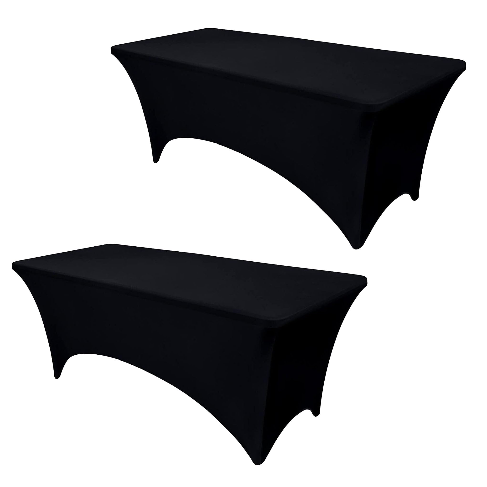 Z Zeba EXPRESSTablecloth Universal Stretch Protector Linen Cloth Fitted Cover for Wedding Linens Banquet Cloths (2, Black, 4FT)
