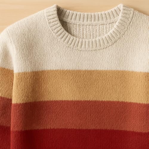 Family Colorblock Knit Sweater Soft Striped Crewneck Pullover Retro Style Cozy Warm Winter Jumper Multiple Color2