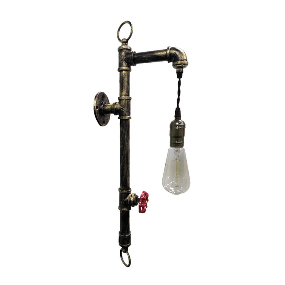 OZBMA Wall Mounted Light Water Pipe Lamp - Vintage Industrial Design Metal Wrought Iron Light, Sconce with Rotary Switch for Loft Bar Aisle Corridor Balcony Restaurant Reading (Sweeping Gold)