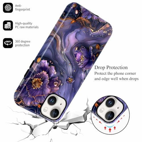 Coque iPhone 13 marbre floral haut de gamme avec veines or - 5