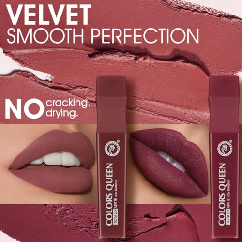 Image of Colors Queen Totally Matte Liquid Lipstick | Intense Color Payoff, Lightweight & Comfortable, One Swipe Application | Long Lasting, Non Transfer Liquid Lipstick for Women (17 - Dob Net, 7.5g)