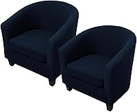Vista 11 de WOMACO 2 fundas para silla de club, elásticas, estampadas, con barril redondo, giratorias, con funda de cojín, parte inferior elástica, protector