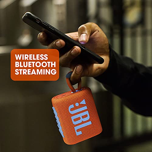 Image of JBL Go 3, Wireless Ultra Portable Bluetooth Speaker, Pro Sound, Vibrant Colors with Rugged Fabric Design, Waterproof, Type C (Without Mic, Orange)