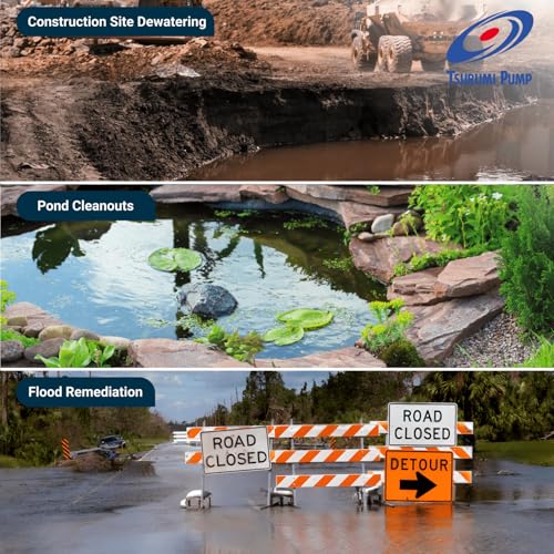 Tsurumi Pump HS2.4S Submersible Trash Pump with Agitator 1/2 HP 115V 2 in Discharge Ideal for dewatering applications with sand, solids, and other debris | 39 GPM / 2340 GPH