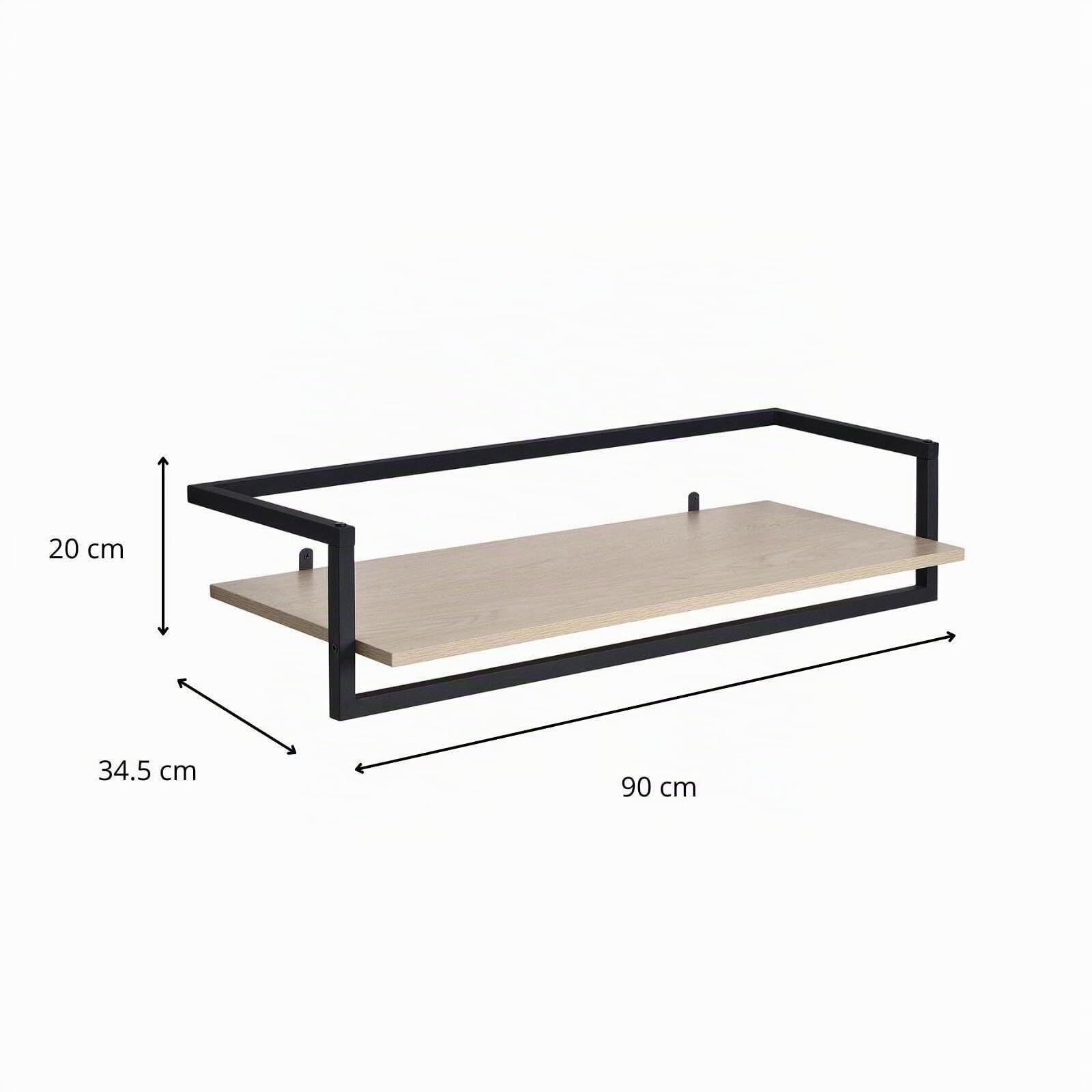 MOB-IN Etagère penderie Murale Bois et métal Noir 90x34,5cm