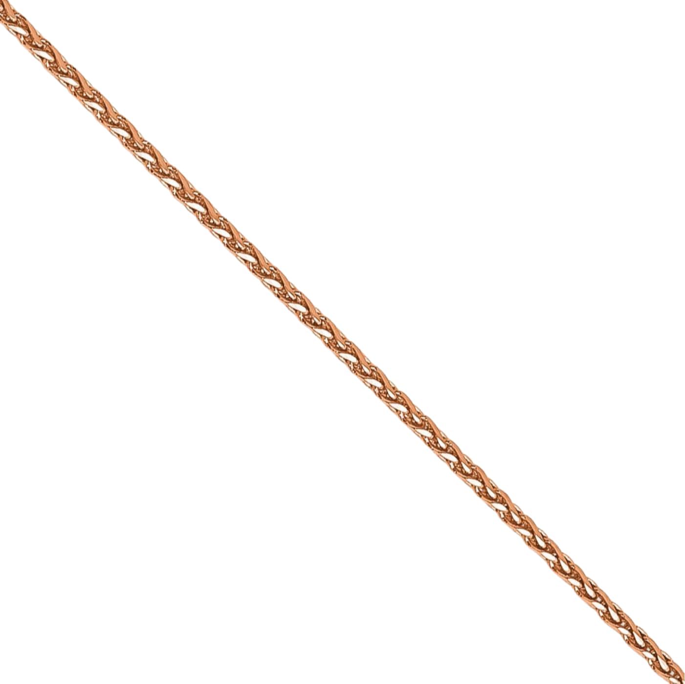 IceCarats 14K Solid Rose Gold 0.8mm Dainty Spiga Wheat Chain Necklace Polished