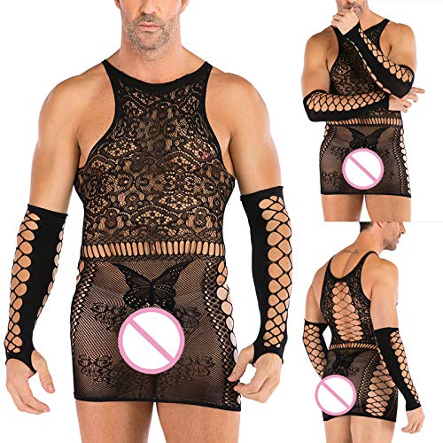 STKOOBQ Roupa de dormir bolsa de moda saia grande vestido de quadril oco vestido de malha masculino