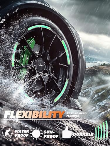 Image of 20PCS Car Wheel Reflective Decorative Strip,Night Safety Warning Stickers,Cars,Motorcycles,Bicycles are Applicable, Colorful and Diverse, a Street the Most Beautiful Car (Florescent)