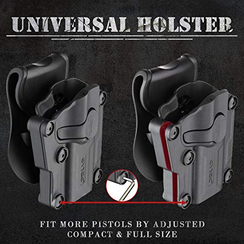 Universal Owb Holster For Berreta Apx/Cz 75 / Ruger Security9 - Compact & Full Size Pistol Carrier | Index Finger Released | Adjustable Cant | Autolock | Outside Waistband | Matte Finish Black -Lh #TOP3