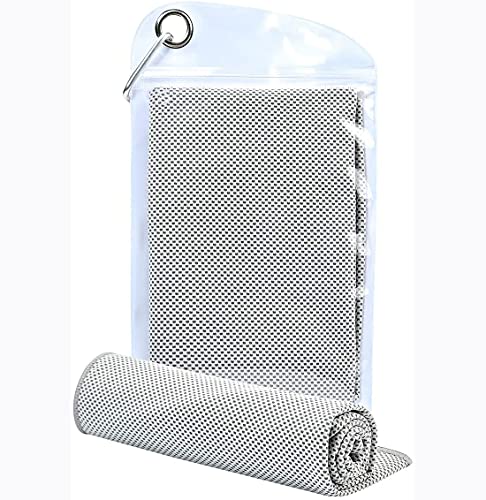 冷却タオル 速乾タオル 瞬冷タイプ 熱中症対策 軽量 吸水性 抗菌防臭 ひんやり感 UVカット アウトドア 山登り ジョギング 部活 運動会 ジム ヨガ 旅行 スポーツタオル 防水袋付き 100×30cm