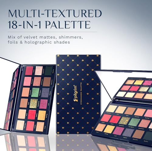 Image of Pilgrim Midnight in Paris 18-in-1 Multi-Textured Eyeshadow Palette | Highly Pigmented and Blendable Shades | Multicolor | Matte and Shimmer Finish | (1.4g)