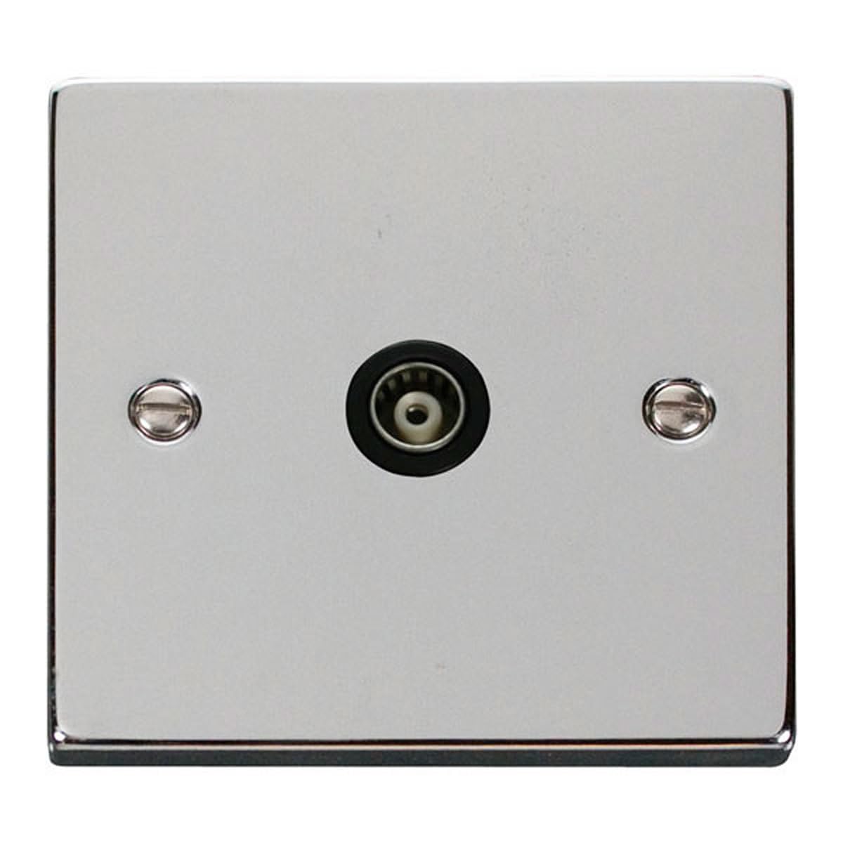 Click Polished Chrome Single Isolated Coaxial Socket - Black Insert