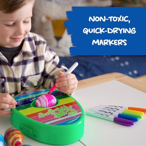 Eggmazing Egg Decorator Easter Egg Decorator Kit - Arts and Crafts Set - Includes Egg Decorating Spinner and 8 Colorful Quick Drying Markers | Ages 3 and Up (Spring Green) - View 6