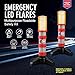 XTREME STP Emergency LED Road Flares, 3 Separate Lighting Modes: Flashing Red, Solid Red and White Flashlight, Visible From Up To A Mile, Foldable Stands/Built-In Magnet Sticks To Car