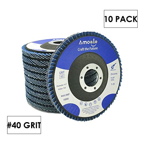 amoolo 4 1/2 Flap Disc (10 Pack), T29 Zirconia Angle Grinder Sanding Disc
