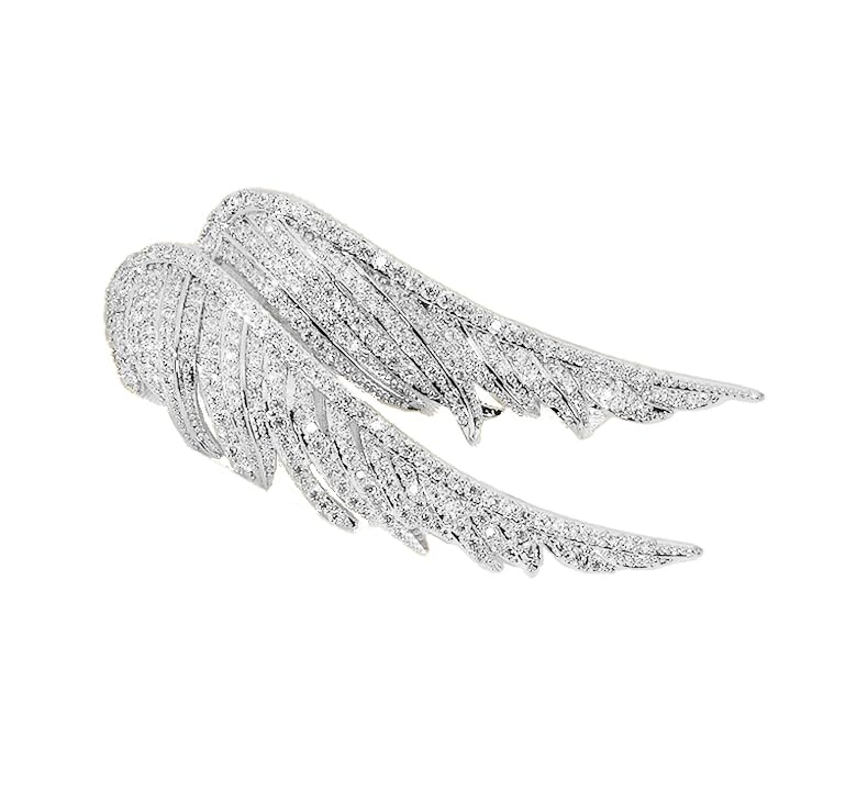 Crystal Angel Wings Brooch Pins,Elegant Rhinestone Feather Wings Lapel Pin Suit Coat Breastpin for Women Men Wedding Party Jewelry Gitfs