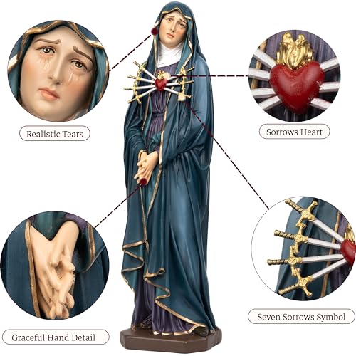Estatua Pintada a Mano de Nuestra Señora de los Dolores miniatura 5