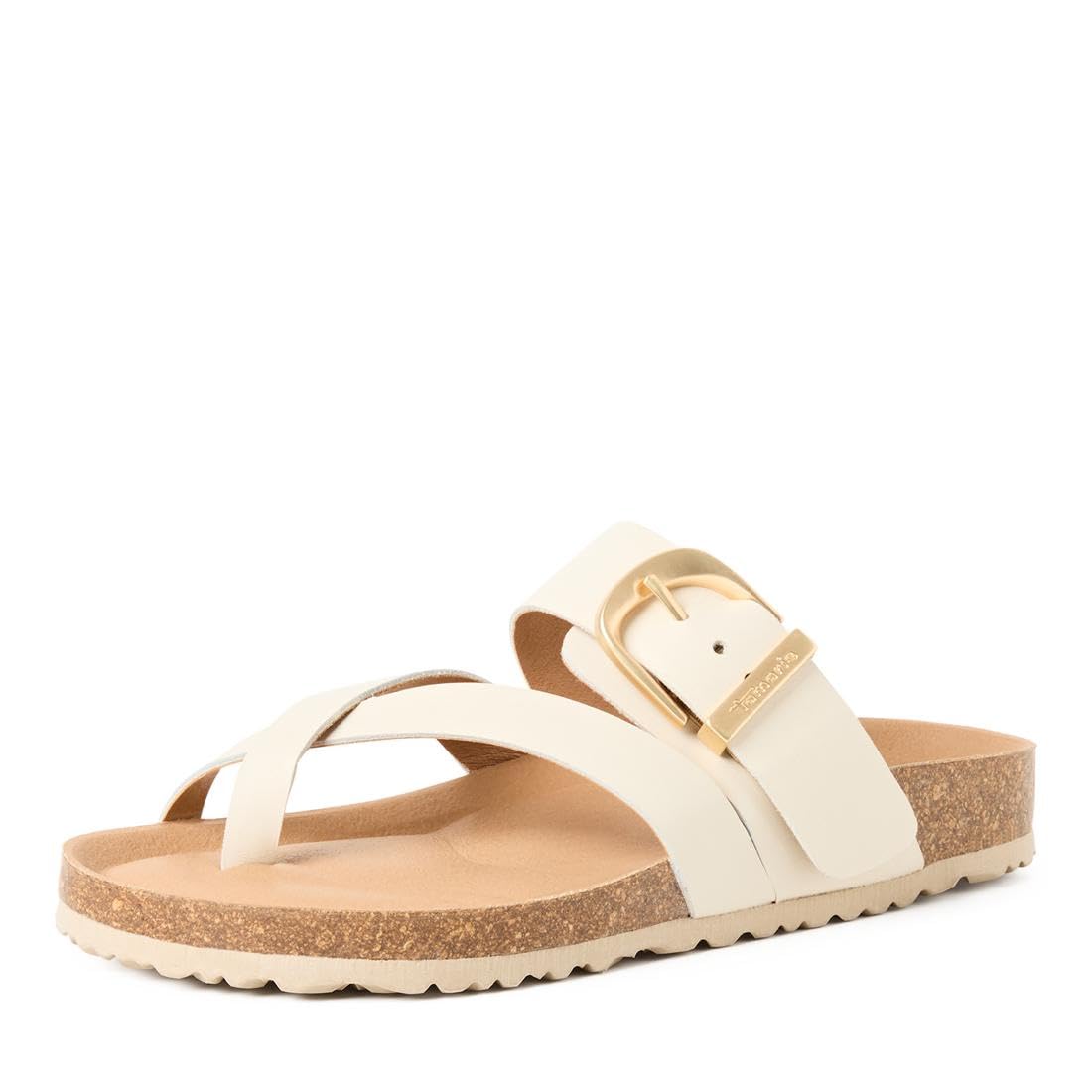 Tamaris Women's footbed mule leather flat beige 3.5 UK