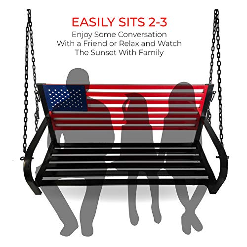 Backyard Expressions Patio · Home · Garden 908353-Nm Outdoor Porch Metal American Flag Patio Swing-Red, White And Blue-Backyard Expressions #TOP2