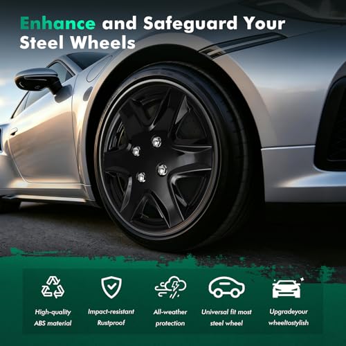 SCITOO 4-Piece 14-Inch Black hubcaps, universally Adaptable to Cars, Trucks, SUVs, Simple to Mount, Elegant Design, rustproof by SCITOO - Image 6