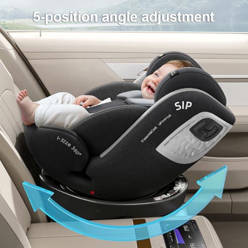 Heekin 360 Spin Baby car seat with ISOFIX for Child 40-150 cm(0-36kg),0-12 Years,Group 0+/1/2/3,Rear Facing with 5 Recline Positions, with a Sunshade, R129 Certification(Black) - Image 5