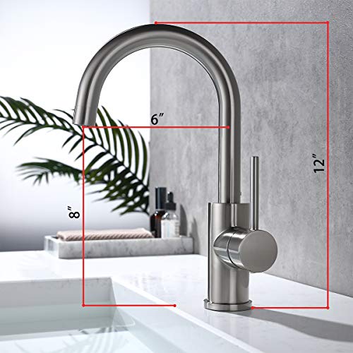 Bar Faucets Single Hole, Wipphs Brushed Nickel Mini Kitchen Sink Faucets, Single Handle Lead-Free Modern Bar Faucets 1 Hole, Faucet For Bar Sink #TOP1