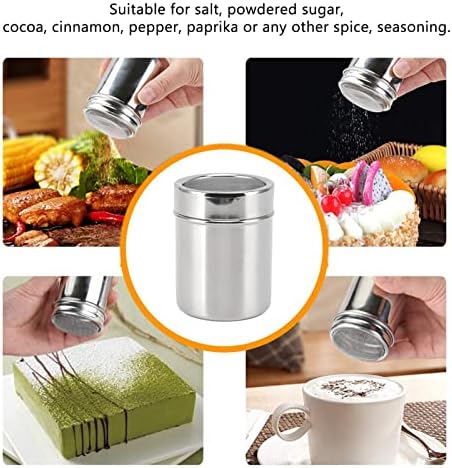 Sugar Shaker, 3.54 x 2.76in Food Grade Stainless Steel Durable Widely Used Powder Dispenser for Salt Sugar Cocoa Cinnamon Pepper