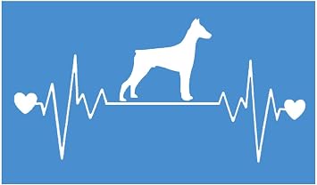 EZ-STIK Doberman Heartbeat lifelineI204 8" Wide Sticker Decal Doberman Pinscher