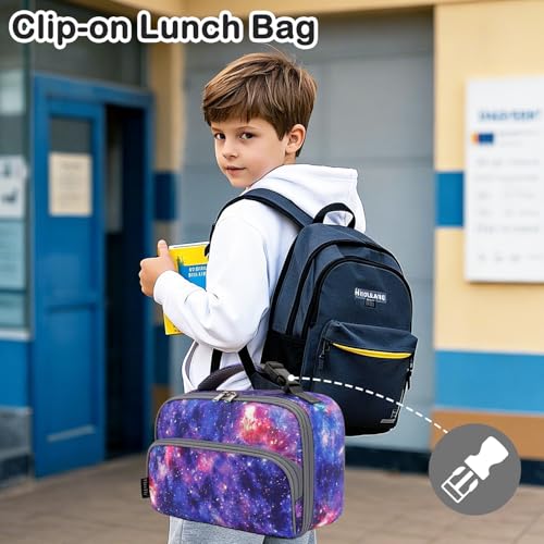 FlowFly Kids Lunch box Insulated Soft Bag Mini Cooler Back to School Thermal Meal Tote Kit for Girls, Boys, Galaxy by FlowFly - Image 6