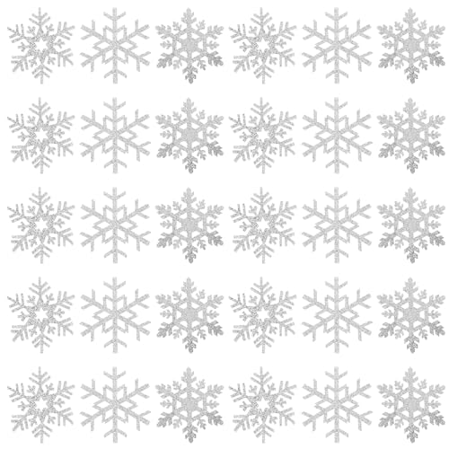 TEHAUX 30Stück Filz Schneeflocken Aufnäher zum Aufbügeln - 1,5 Zoll Strass bestickt Appliques für Kleidung Nähen, DIY Weihnachten Scrapbooking...