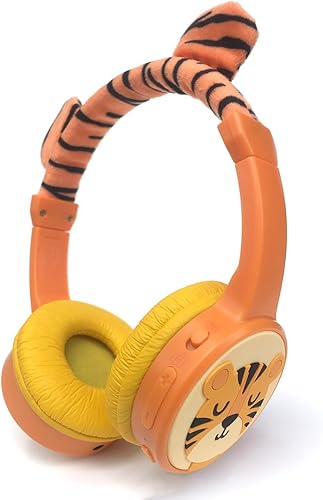 Kids Bluetooth Headphones, Wireless Headphone for Kids, 85dB Volume Limited, Built-in Mic, 3.5mm Aux Cord, Boys Girls Tiger Headset for School/Travel/Airplane